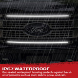 Ford 17-22 Super Duty (F250, F350) 37" Aluminum Grille Mount 2-Piece Kit Ultra Bright White LED DRL Lights - Smoked Lens