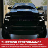 Dodge 19-24 RAM 1500 LED Projector Headlights Ultra High Power Smooth White OLED DRL & Scanning Amber LED Turn Signals w/ Startup Light Sequence (Replaces OEM LED Only) - Smoked / Black