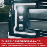 Ford 20-22 Super Duty LED Triple Projector Headlights w/ Ultra High Power White OLED DRL & Scanning Amber LED Turn Signals (Replaces OEM Halogen Style Only) - Multiple Styles