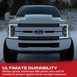Ford 20-22 Super Duty LED Triple Projector Headlights w/ Ultra High Power White OLED DRL & Scanning Amber LED Turn Signals (Replaces OEM Halogen Style Only) - Multiple Styles