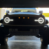 Ford Bronco 21-26 LED Projector Headlights w/ Ultra High Power LED High/Low Beams & White OLED DRL w/ Start-Up Lighting Sequence & Scanning Amber LED Turn Signals - Smoked / Black