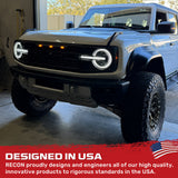 Ford Bronco 21-26 LED Projector Headlights w/ Ultra High Power LED High/Low Beams & White OLED DRL w/ Start-Up Lighting Sequence & Scanning Amber LED Turn Signals - Smoked / Black
