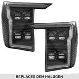 Ford F150 21-23 Full LED Projector Headlights w/ Ultra High Power Smooth OLED DRL & Scanning Switchback Amber Turn Signals (Replaces OEM Halogen Only) - Multiple Options