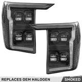 Ford F150 21-23 Full LED Projector Headlights w/ Ultra High Power Smooth OLED DRL & Scanning Switchback Amber Turn Signals (Replaces OEM Halogen Only) - Multiple Options