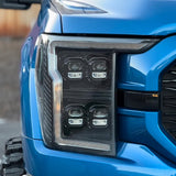 Ford F150 21-23 Full LED Projector Headlights w/ Ultra High Power Smooth OLED DRL & Scanning Switchback Amber Turn Signals (Replaces OEM Halogen Only) - Multiple Options