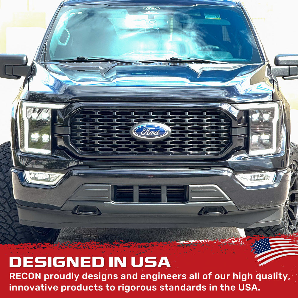 Ford F150 21-23 Full LED Projector Headlights w/ Ultra High Power Smooth OLED DRL & Scanning Switchback Amber Turn Signals (Replaces OEM Halogen Only) - Multiple Options