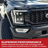 Ford F150 21-23 Full LED Projector Headlights w/ Ultra High Power Smooth OLED DRL & Scanning Switchback Amber Turn Signals (Replaces OEM Halogen Only) - Multiple Options