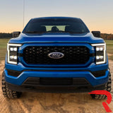 Ford F150 21-23 Full LED Projector Headlights w/ Ultra High Power Smooth OLED DRL & Scanning Switchback Amber Turn Signals (Replaces OEM Halogen Only) - Multiple Options
