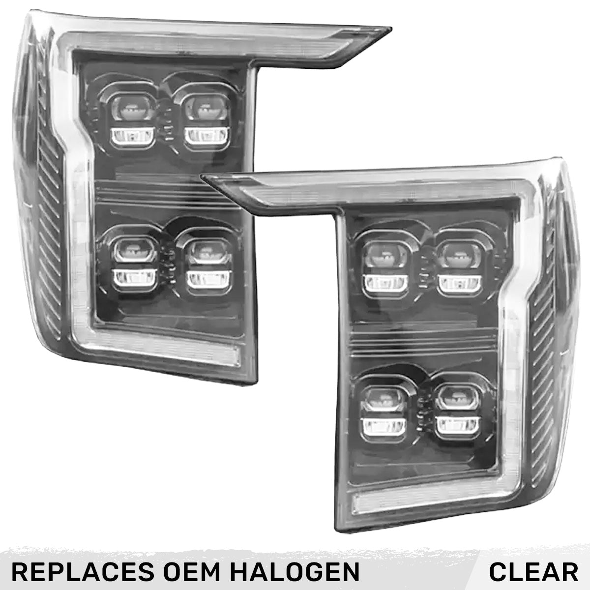 Ford F150 21-23 Full LED Projector Headlights w/ Ultra High Power Smooth OLED DRL & Scanning Switchback Amber Turn Signals (Replaces OEM Halogen Only) - Multiple Options