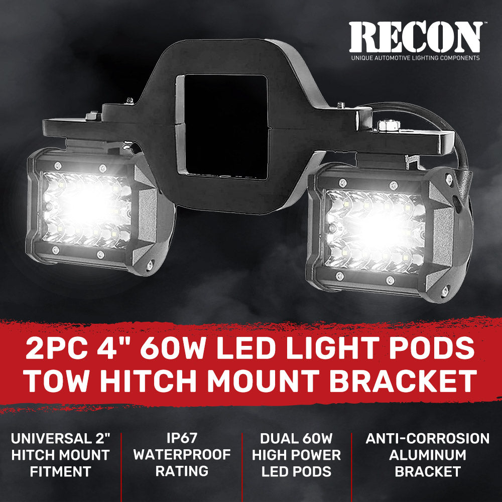 2" Universal Tow Hitch Mount Bracket w/ 2-Piece 60W LED Light Pods for Backup/Reverse Lights RECON 2" Universal Tow Hitch Mount Bracket w/ 2-Piece 60W LED Light Pods for Backup/Reverse Lights 2" Universal Tow Hitch Mount Bracket w/ 2-Piece 60W LED Light Pods for Backup/Reverse Lights 2" Universal Tow Hitch Mount Bracket w/ 2-Piece 60W LED Light Pods for Backup/Reverse Lights 2" Universal Tow Hitch Mount Bracket w/ 2-Piece 60W LED Light Pods for Backup/Reverse Lights