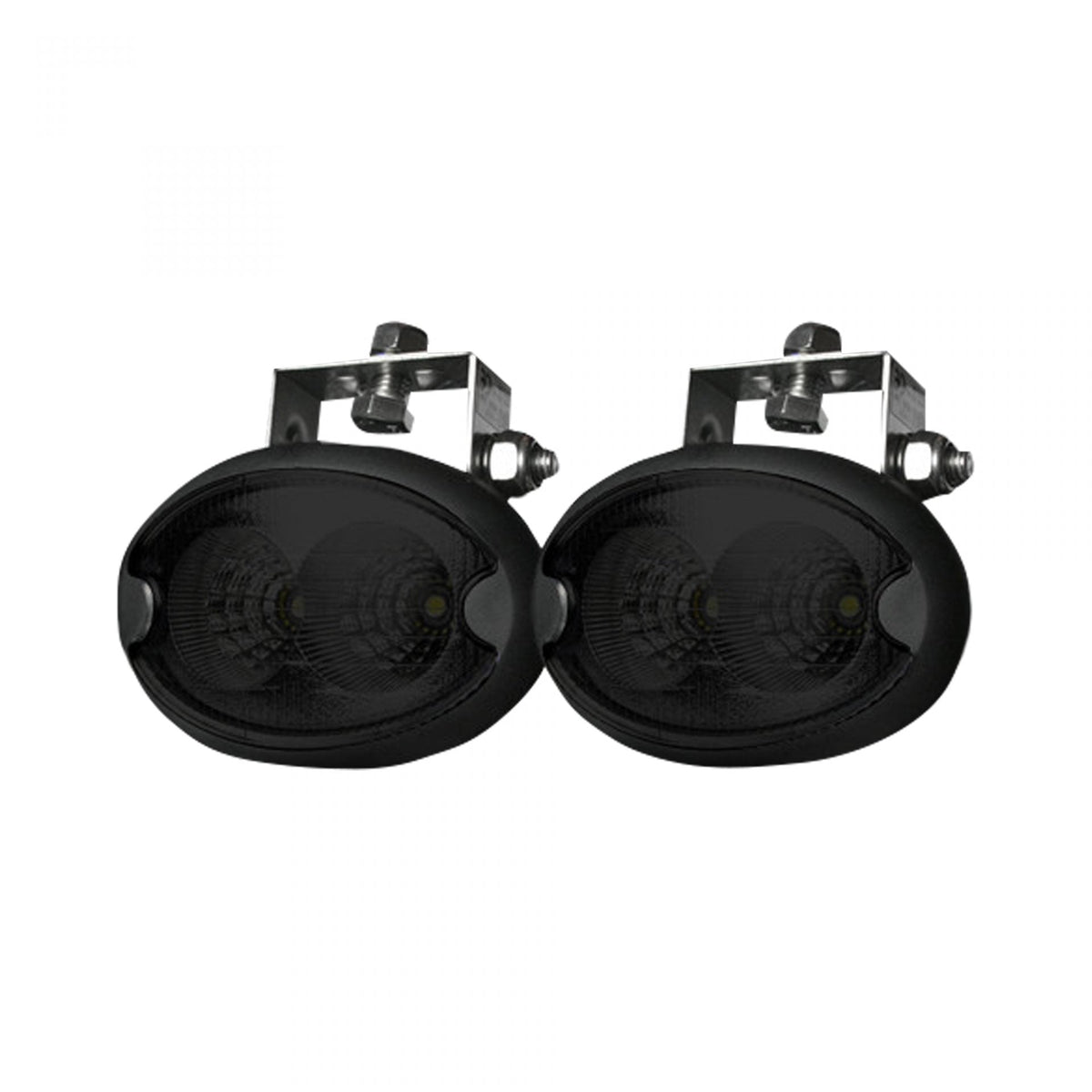 1100 Lumen Driving Light Kit 10W 6500K LEDs Black Chrome Oval Housing Clear