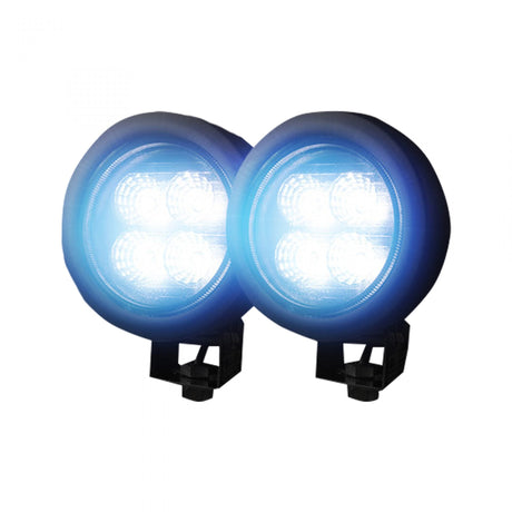 1800 Lumen Driving Light Kit 12W 6500K 4 LEDs Black Chrome Circle Housing Clear
