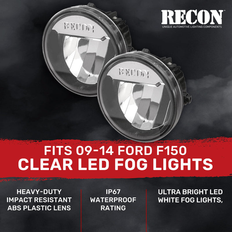 Ford F150 09-14 Ultra Bright White LED Fog Lights 2-Pc Kit (Replaces Factory Fog Lights) - Multiple Lens