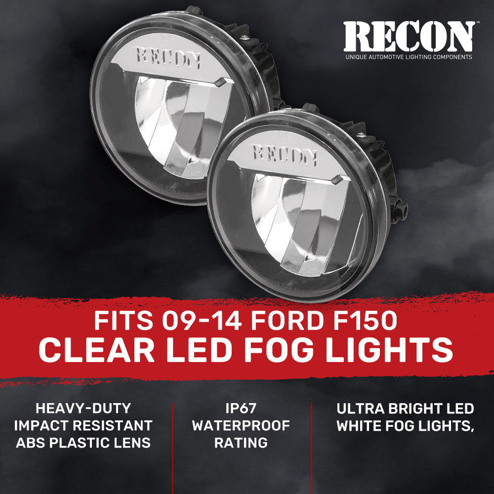 Ford F150 09-14 Ultra Bright White LED Fog Lights 2-Pc Kit (Replaces Factory Fog Lights) - Multiple Lens