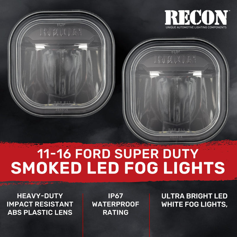 Ford Super Duty 11-16 Ultra Bright White LED Fog Lights 2-Pc Kit (Replaces Factory Fog Lights) - Multiple Lens