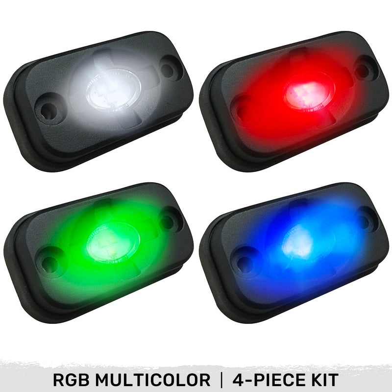 Universal 4-PC Ultra Bright RGB Multicolor CREE LED Underbody Rock Lights Bluetooth Control