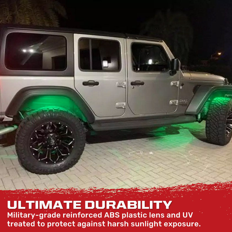 Universal 4-PC Ultra Bright RGB Multicolor CREE LED Underbody Rock Lights Bluetooth Control