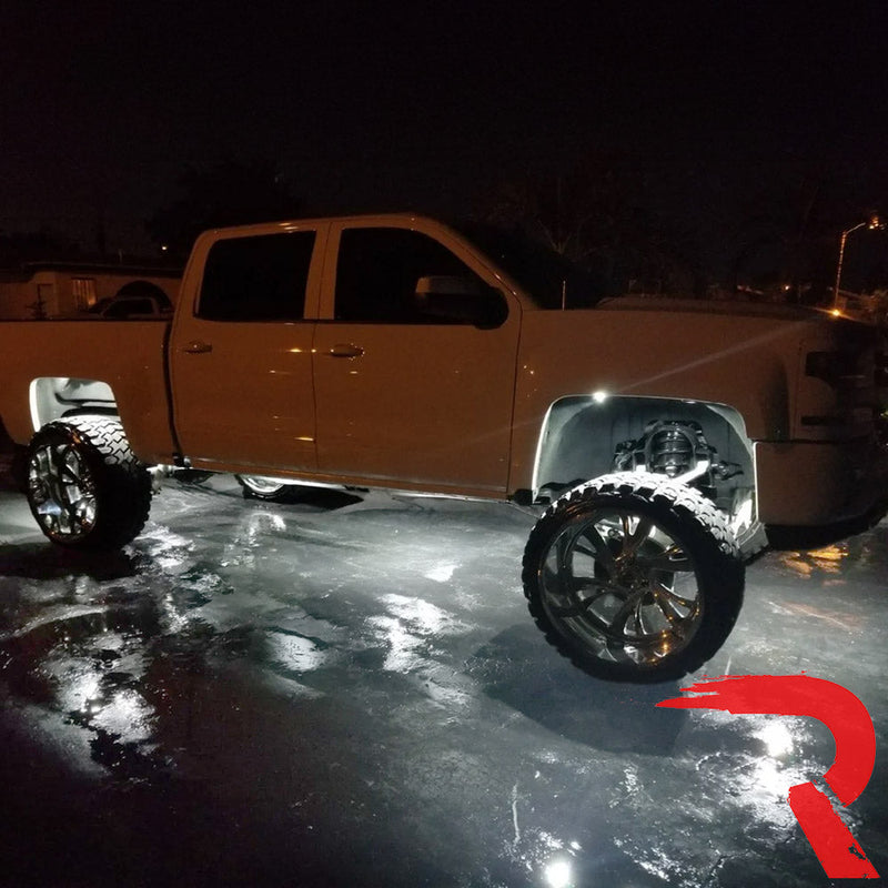 Universal 4-PC Ultra Bright RGB Multicolor CREE LED Underbody Rock Lights Bluetooth Control