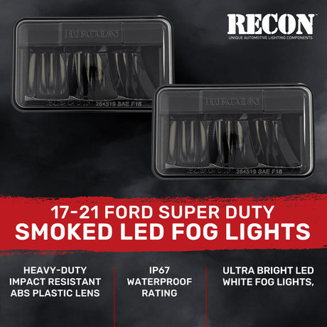 Ford Super Duty 17-21 Ultra Bright White LED Fog Lights (Replaces Factory Fog Lights) - Smoked Black