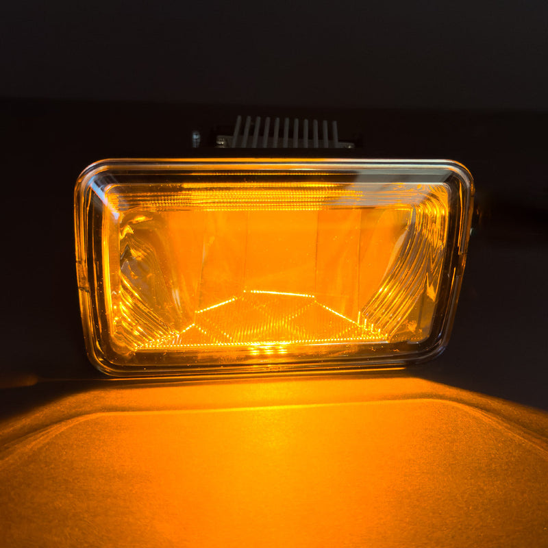 Ford F-150 15-20 (Excluding Raptor) Ultra Bright 2-Function White LED Fog Lights w/ Amber Turn Signals (Replaces Factory Fog Lights) - Smoked Black