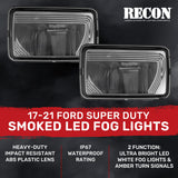 Ford Super Duty 17-21 Ultra Bright 2-Function White LED Fog Lights w/ Amber Turn Signals (Replaces Factory Fog Lights) - Smoked Black