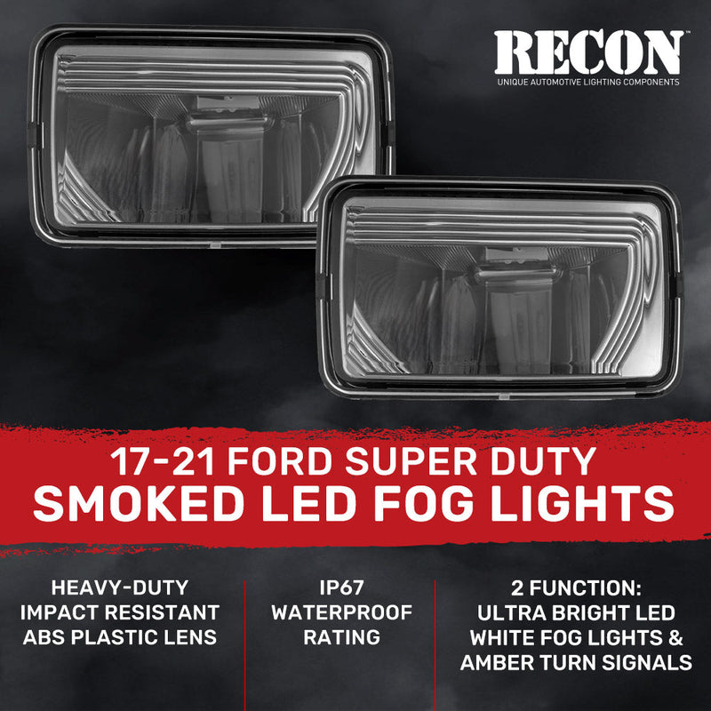 Ford F-150 15-20 (Excluding Raptor) Ultra Bright 2-Function White LED Fog Lights w/ Amber Turn Signals (Replaces Factory Fog Lights) - Smoked Black