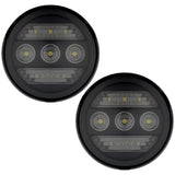 GMC Sierra & Chevy Silverado 15-19 White LED 2-Pc Fog Lights 3 Functions (Fog Lights, DRL, Amber Turn Signals) - Smoked Lens