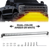 Universal 32" Heavy Duty Low Profile Slim Aluminum Ultra Bright 200W Dual Color Amber/White Flood Spot Combo LED Light Bar