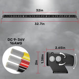 Universal 32" Heavy Duty Low Profile Slim Aluminum Ultra Bright 200W Dual Color Amber/White Flood Spot Combo LED Light Bar