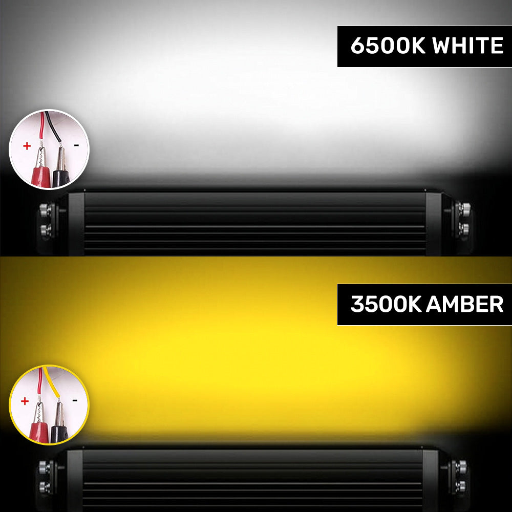Universal 32" Heavy Duty Low Profile Slim Aluminum Ultra Bright 200W Dual Color Amber/White Flood Spot Combo LED Light Bar