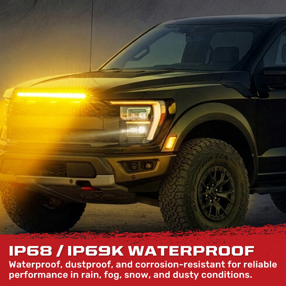 Universal 32" Heavy Duty Low Profile Slim Aluminum Ultra Bright 200W Dual Color Amber/White Flood Spot Combo LED Light Bar