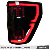 Ford F150 21-23 Ultra Bright OLED Tail Lights w/ Startup Light Sequence (Replaces Factory Halogen Tail Lights w/ BLIS Only) - Multiple Lens
