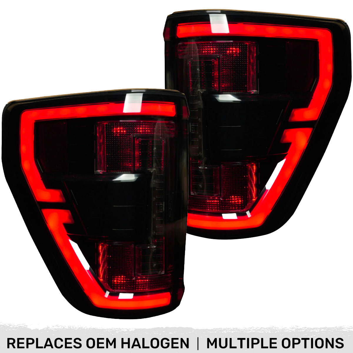 Ford F150 21-23 Ultra Bright OLED Tail Lights w/ Startup Light Sequence (Replaces Factory Halogen Tail Lights w/ BLIS Only) - Multiple Lens