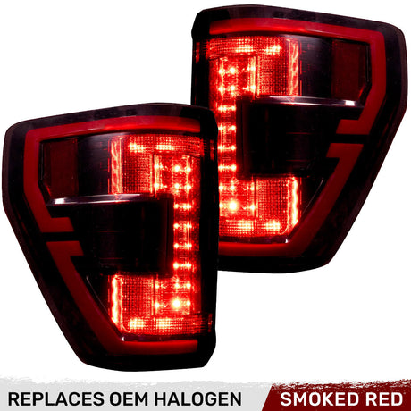 Ford F150 21-23 Ultra Bright OLED Tail Lights w/ Startup Light Sequence (Replaces Factory Halogen Tail Lights w/ BLIS Only) - Multiple Lens