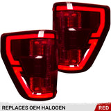 Ford F150 21-23 Ultra Bright OLED Tail Lights w/ Startup Light Sequence (Replaces Factory Halogen Tail Lights w/ BLIS Only) - Multiple Lens