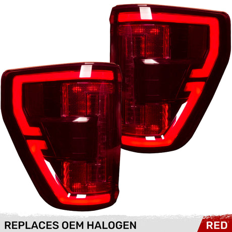 Ford F150 21-23 Ultra Bright OLED Tail Lights w/ Startup Light Sequence (Replaces Factory Halogen Tail Lights w/ BLIS Only) - Multiple Lens
