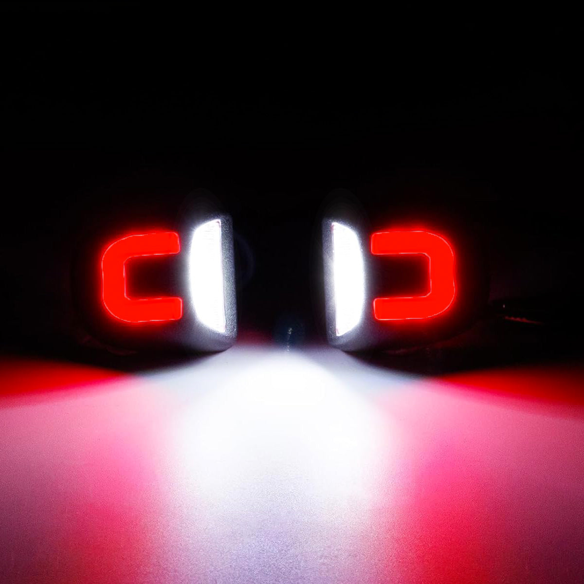 Chevy Silverado & GMC Sierra 07-13  Ultra Bright White LED License Plate Illumination w/ Rear Red C Shaped Accent Lights