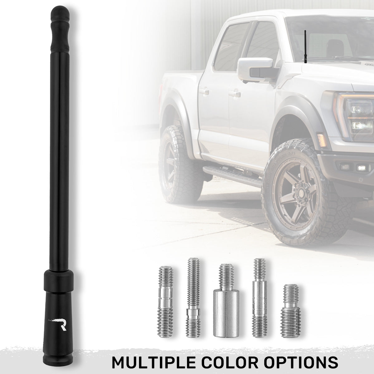 Aluminum 8" Antenna Mast (Fits OEM Factory Threaded Antenna) Multiple Colors