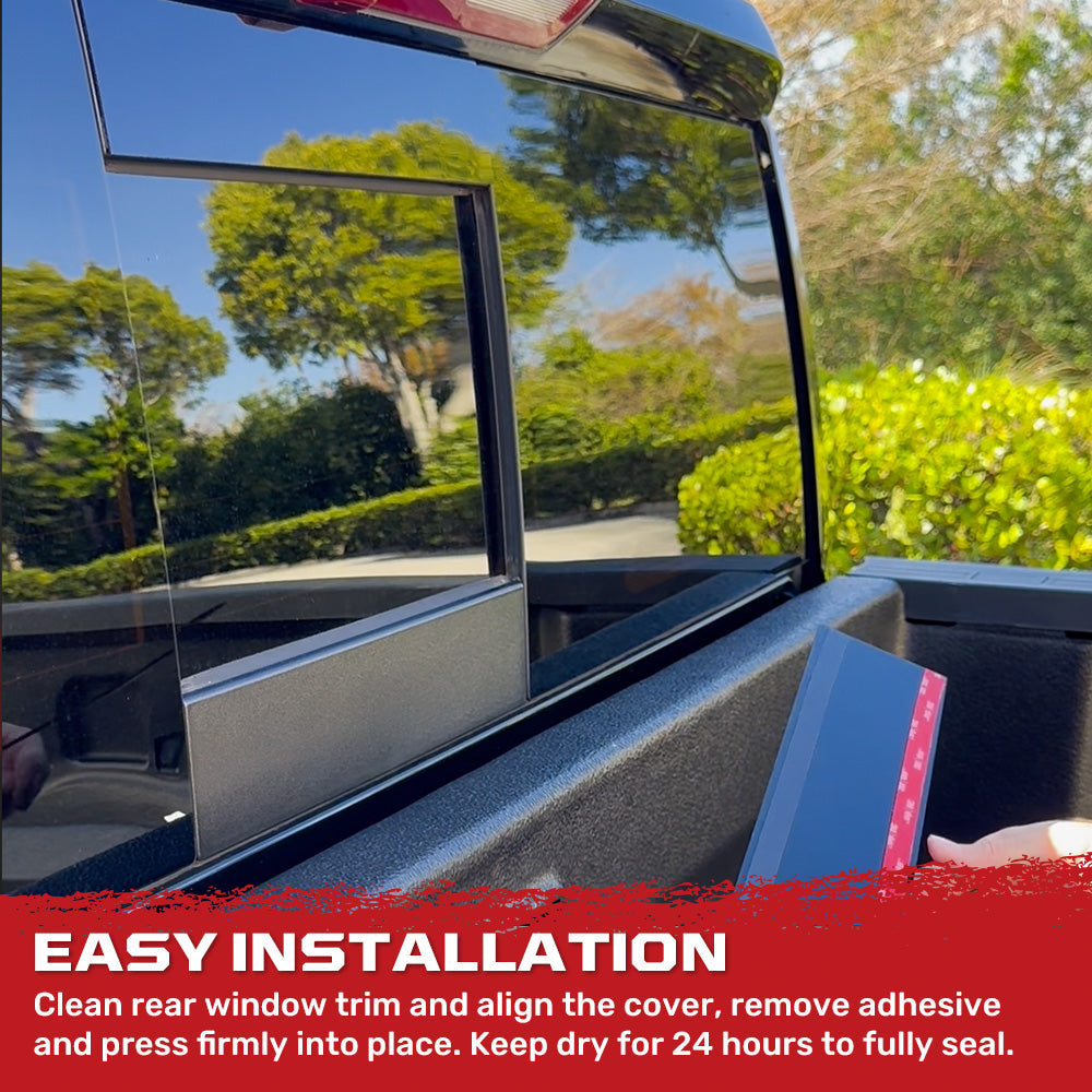 Chevy Silverado & GMC Sierra 2500/3500 20-26 Protective 2-Pc Rear Sliding Window Trim - High Gloss Black
