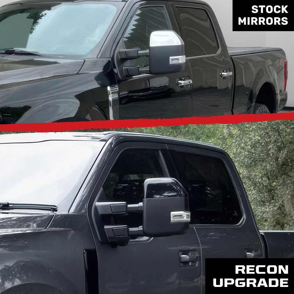 Ford 17-24 Super Duty F250 F350 F450 Durable ABS 2-Pc Kit Upgrade Replacement Towing Side Mirror Caps - Gloss Black