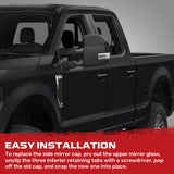 Ford 17-24 Super Duty F250 F350 F450 Durable ABS 2-Pc Kit Upgrade Replacement Towing Side Mirror Caps - Gloss Black