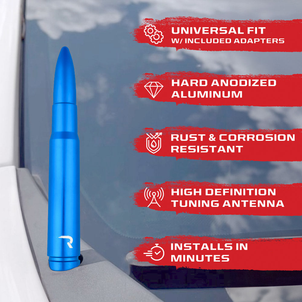 .50 Cal Bullet Antenna (Fits OEM Factory Threaded Antenna) Multiple Colors