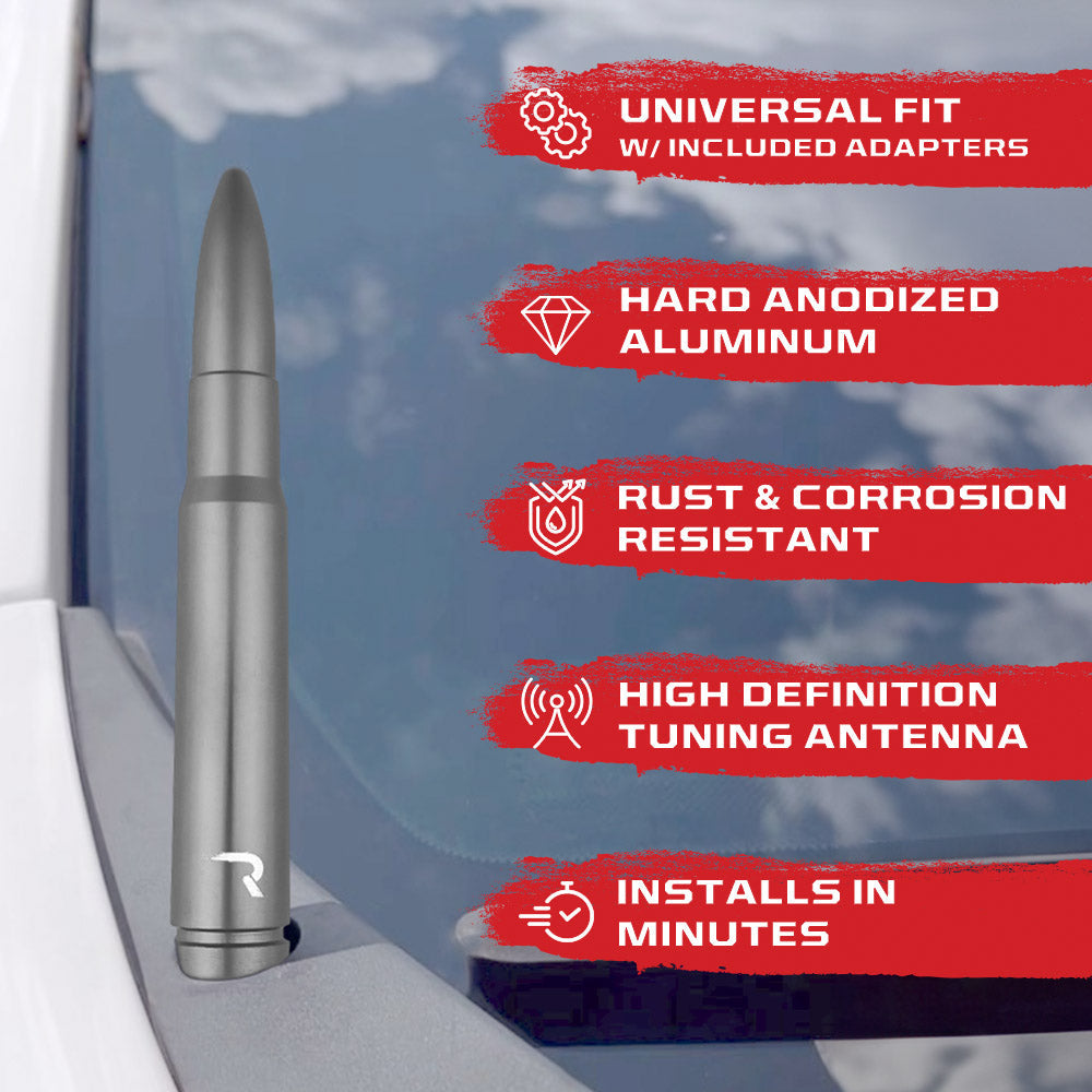 .50 Cal Bullet Antenna (Fits OEM Factory Threaded Antenna) Multiple Colors
