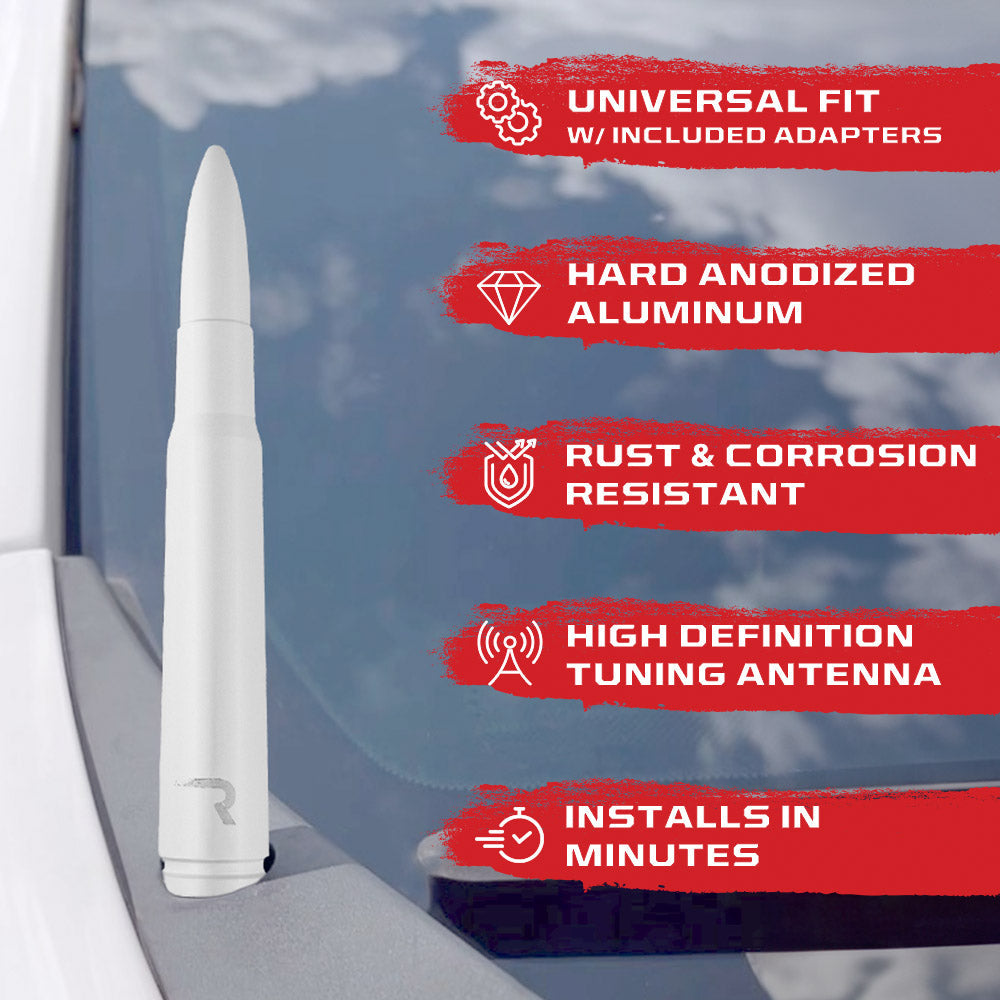 .50 Cal Bullet Antenna (Fits OEM Factory Threaded Antenna) Multiple Colors