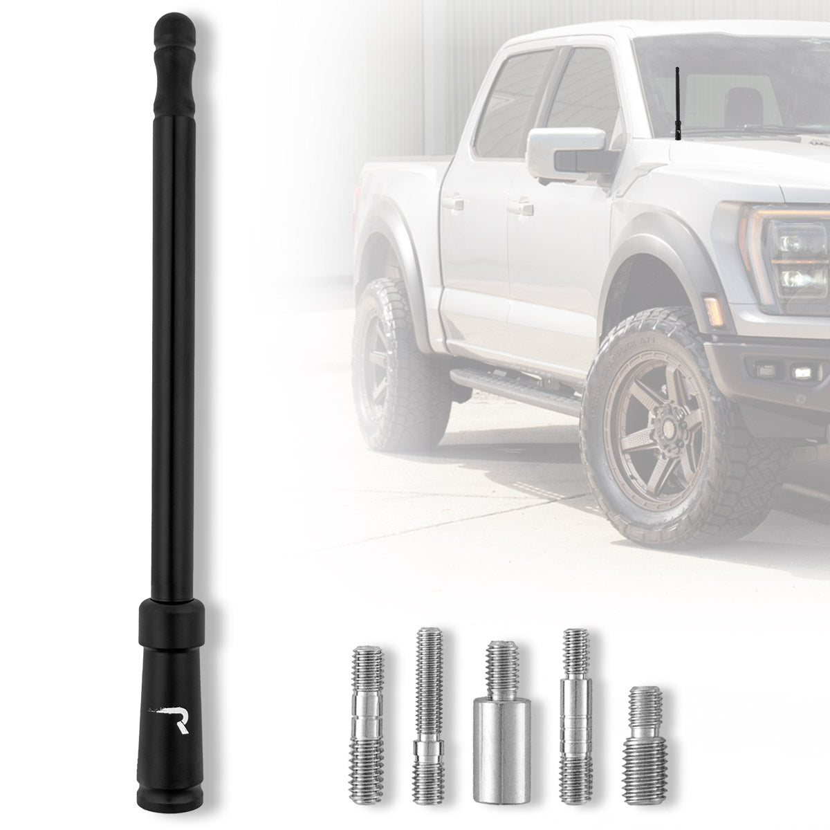 Aluminum 8" Antenna Mast (Fits OEM Factory Threaded Antenna) Multiple Colors