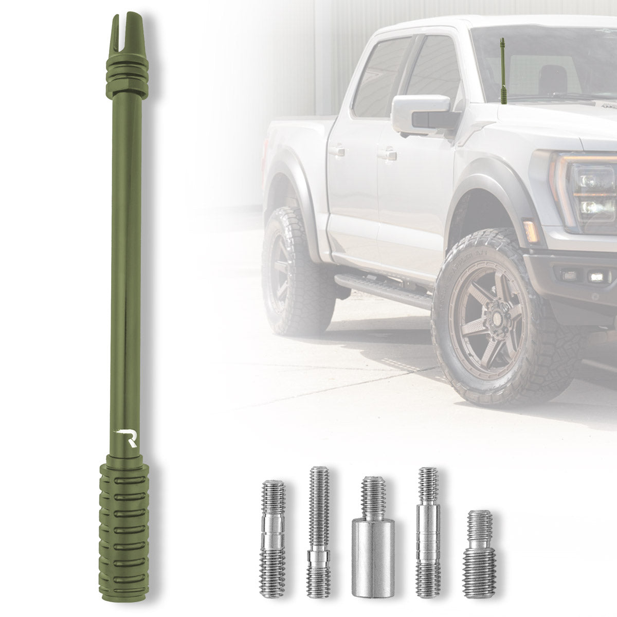 AR-15 Rifle Barrel 10" Aluminum Truck Antenna with 3-Pronged Threaded Flash Hider Barrel Tip (Antenna Fits OEM Factory Threaded Antenna Base) Multiple Colors