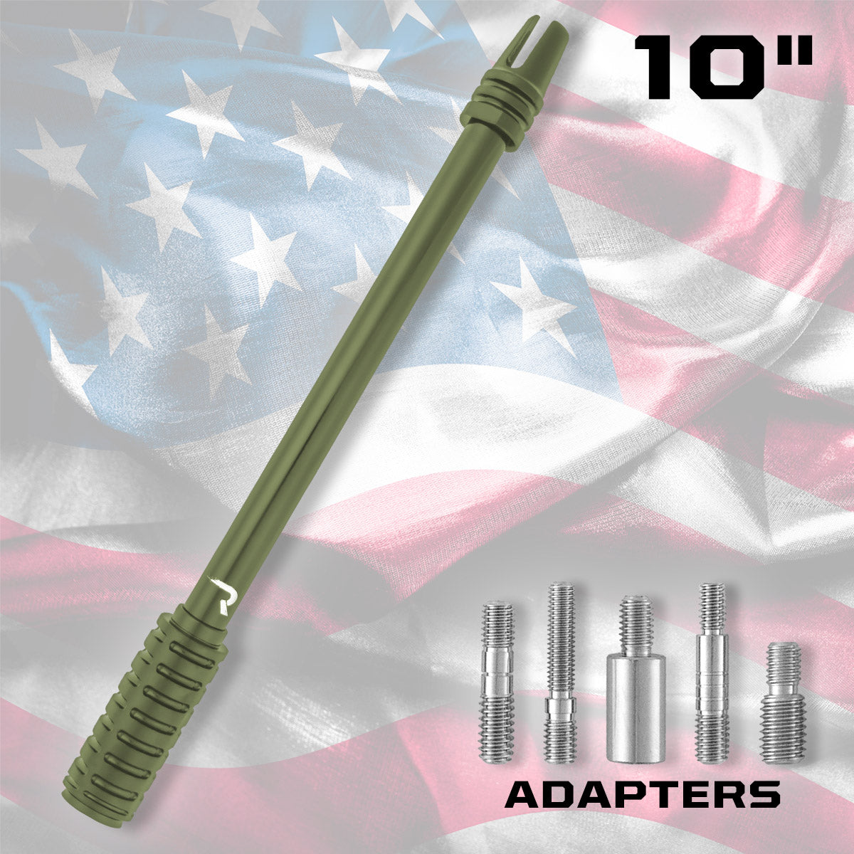 AR-15 Rifle Barrel 10" Aluminum Truck Antenna with 3-Pronged Threaded Flash Hider Barrel Tip (Antenna Fits OEM Factory Threaded Antenna Base) Multiple Colors