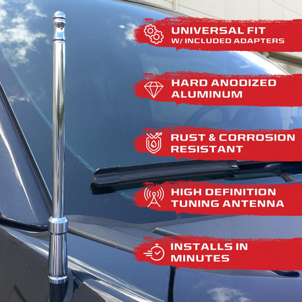 Aluminum 8" Antenna Mast (Fits OEM Factory Threaded Antenna) Multiple Colors