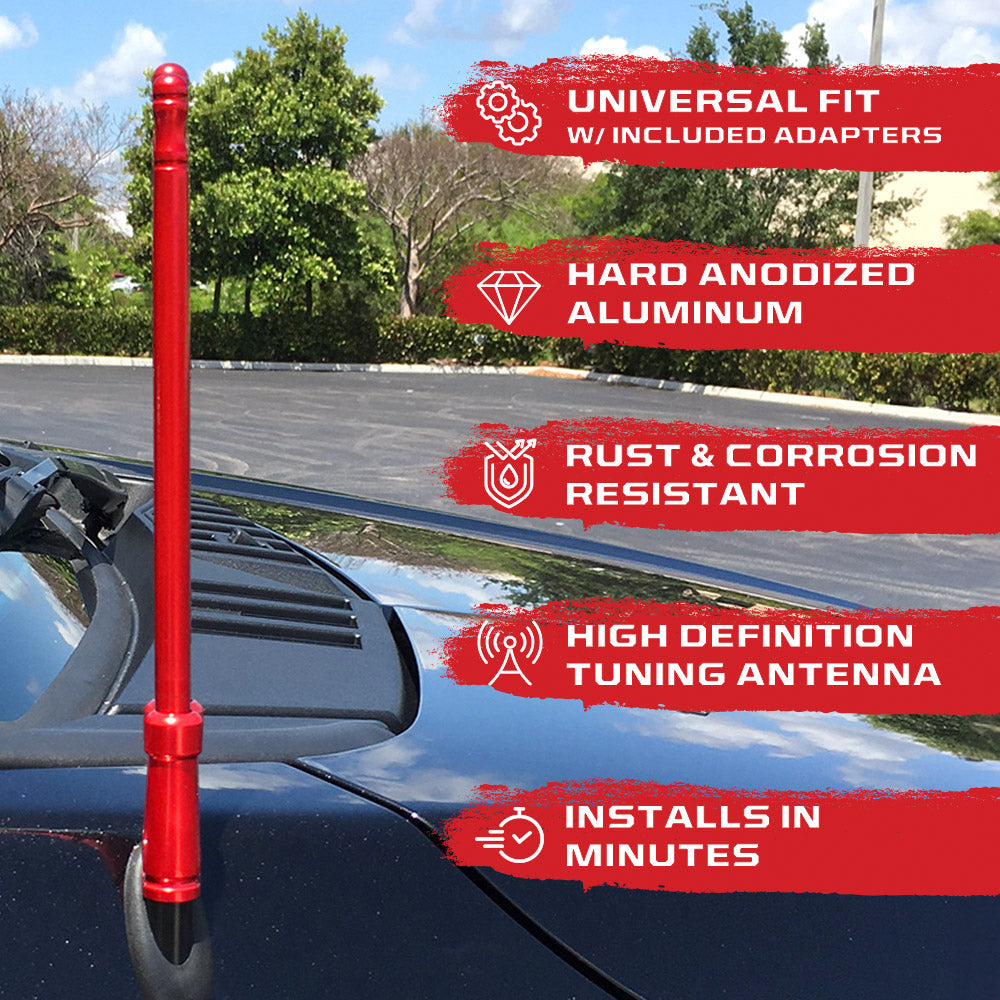 Aluminum 8" Antenna Mast (Fits OEM Factory Threaded Antenna) Multiple Colors