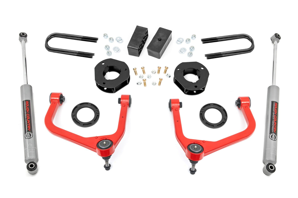 3.5 Inch Lift Kit Mono Leaf Rear Red GMC Sierra 1500 2WD/4WD (2019-2024) Rough Country